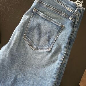 MOTHER Women's The Tripper Ankle Fray Jeans in Light Blue Denim